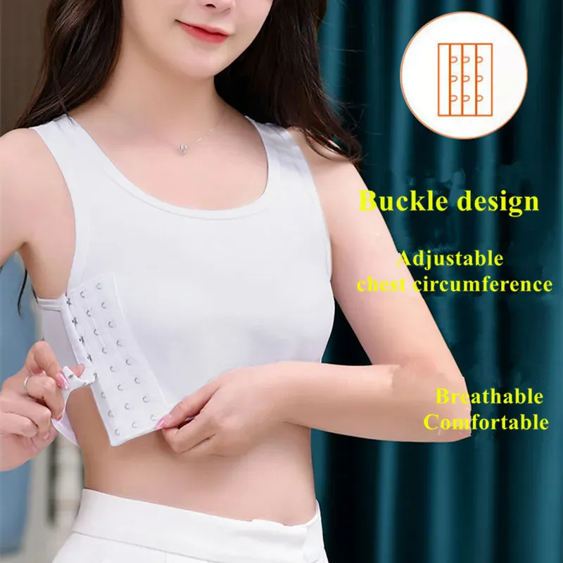 Breathable Flatten Breast Tank Vest With Buckle Slim Fit For