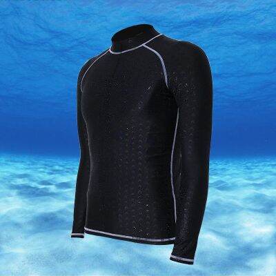 Men Black Swimming Tops Long Sleeve Swimwear Diving Rash Guard Snorkeling Suit