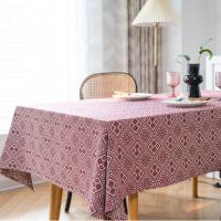 American Tablecloth Jacquard Red Geometric Table Cover Thick Regular Wedding Dining Table Cover Tea Coffee Table Cloth New Year Decoration