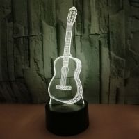 卐❍❐ Creative LED Night Light 7 Color Changing 3D Guitar Shape Touch Lamp Decorative 11UA