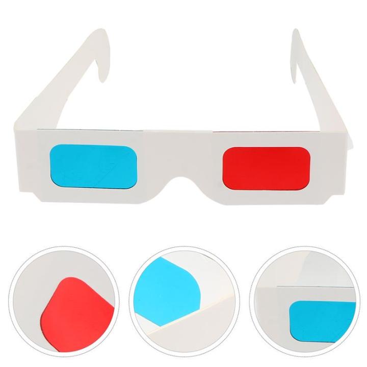 100ชิ้นกระดาษแข็ง3d-แว่นตาทิ้งกระดาษ3d-วิดีโอแว่นตา3d-สีแดงและสีฟ้าแว่นตาชุดสากล-anaglyph-แว่นตาสำหรับภาพยนตร์