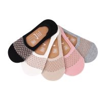 5 Pairs Women Boat Socks Summer Breathable Mesh Invisible Non-slip Silicone Cotton Women Sock Slippers Casual Fashion Sock Meias Socks Tights