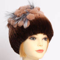 Genuine Rex Rabbit Fur Hat Winter Women Rex Rabbit Fur Beanies Hat Striped Warm Elastic Knited Real Rex Rabbit Fur Cap