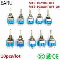 10Pcs DIY Toggle Switch ON-OFF-ON / ON-OFF 3Pin 3 Position Latching MTS-103 MTS-102 AC 125V/6A 250V/3A Power Button Switch Car Electrical Circuitry  P