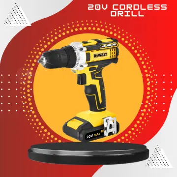 20V Cordless Drill Driver 2 Batteries and Charger 3/8 in Keyless Chuck