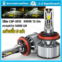 ไฟหน้ารถยนต์ LED S9 Headlight ชิพ CSP 3570 แสงสีขาว 6000K 2 หลอด H1 H7 H4 H11 HB3 HB4 HIR2 รับประกัน 1 ปี แถมไฟหรี่ T10 2 หลอด