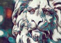 ∈◇ สิงโต Lioness บทคัดย่อสีสัน Rainbow Effect Art ฟิล์มพิมพ์ผ้าไหมโปสเตอร์ Home Wall Decor 24x36inch