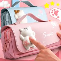 3D Kawaii Pencil Case Girls Decompression Pen Pouch Cute Waterproof School Supplies Aesthetic Organizer Box  Korean Stationery Pencil Cases Boxes