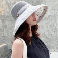 [Fine Jewelry] WomenFoldable Sun Hat Beach Solid Color NetLarge Wide Brim Anti-UV Hat FemaleCloth Sunscreen Breathable Cap