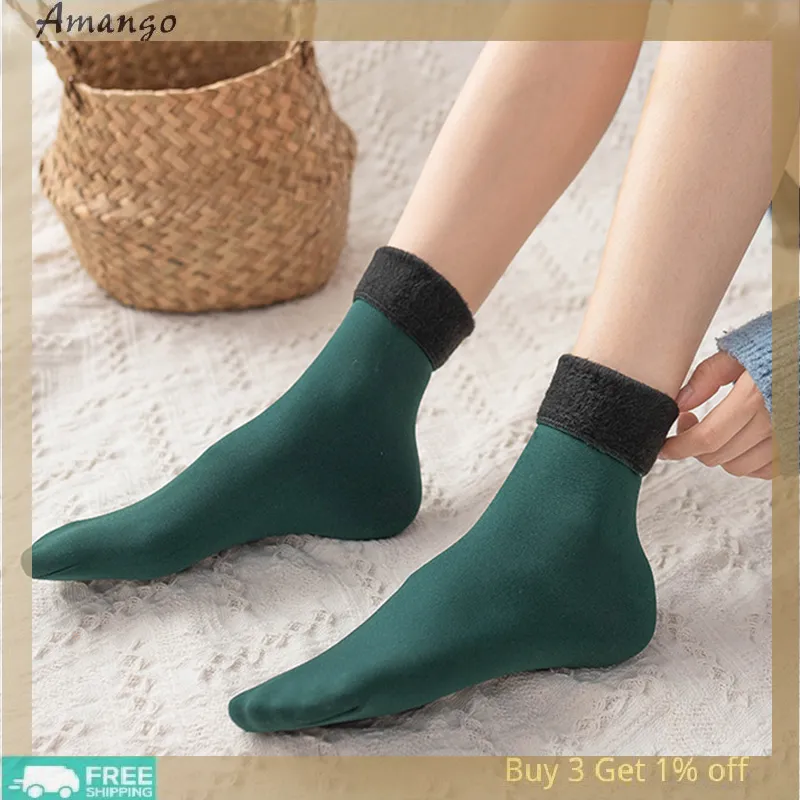 New Velvet Women Winter Warm Thicken Thermal Socks Soft Casual Solid Color  Sock Wool Cashmere Home Snow Boots Floor Sock