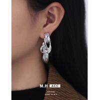 [COD] New abstract knot earrings European and style s925 silver needle womens versatile trendy students cross-border