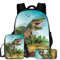 New Dinosaur Teenagers Student Backpack Boys Girls Kids School Shoulder Bag Pen Bag Book Bags Three Sets