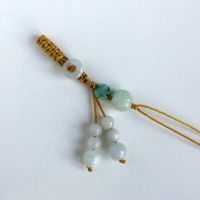 Hand-woven hanging natural jadeite jade key key bag pendant fortune