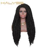 Kalyss 30” Swiss Lace Front Side Parted Dread Faux Locs Braided Wigs with Baby Hair for Dark Skin Women Japan-made Lightweight S Gift ของขวัญ