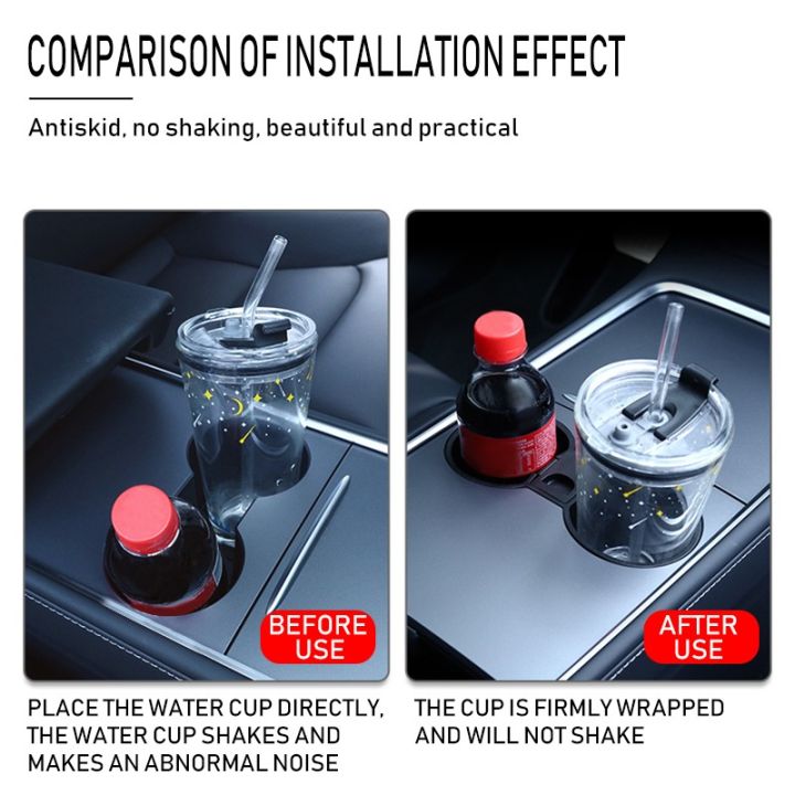 ใหม่รถที่วางแก้วสำหรับเทสลา2021รุ่น3-y-ซิลิโคนควบคุมกลางถ้วยกันชนเครื่องดื่มขวดน้ำสามารถเมาลื่นยืน