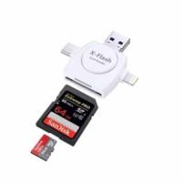 iDragon การ์ดรีดเดอร์ 5 in1 OTG card reader,TF, Lightning 8-pin, Micro USB, Type-C Smart Card Reader with Micro USB