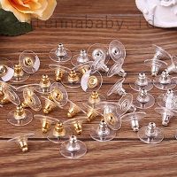 50pcs Earring Backs Stoppers Findings Ear Post Nuts Jewelry Findings GoldSilver