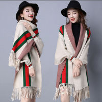 Fast Shipping Classic European And American Shawl WomenS Cape Warm Belt Sleeves With Bat -Type Autumn Winter