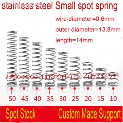 50pcs 0.6x13.8x14mm stainless steel Small spot spring 0.6mm wire micro spring compression spring pressure spring OD 13.8mm