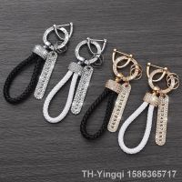 【hot】♘  Anti-lost Luxury Leather Keychain Men Gold Buckle Car Chain Holder Number Tag  keyring