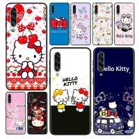 [Yellow peach flavor]การ์ตูน Hello Kitty น่ารักสำหรับ Samsung A90 A80 A70S A60 A50S A30S A40 A2 Core A20E A20S A30 A10S ฝาครอบสีดำ