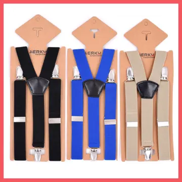 Kids Suspenders and Clips Elastic Straps Adjustable 1 inch Wide Pants for  Boys Girls Kids Toddlers Children Blue