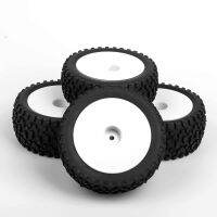 RC 4 pcs 90mm 1:10 rubber front and rear rims and 12mm white hex wheel fit for HSP HPI RC buggy off road car # 484 parts accesso