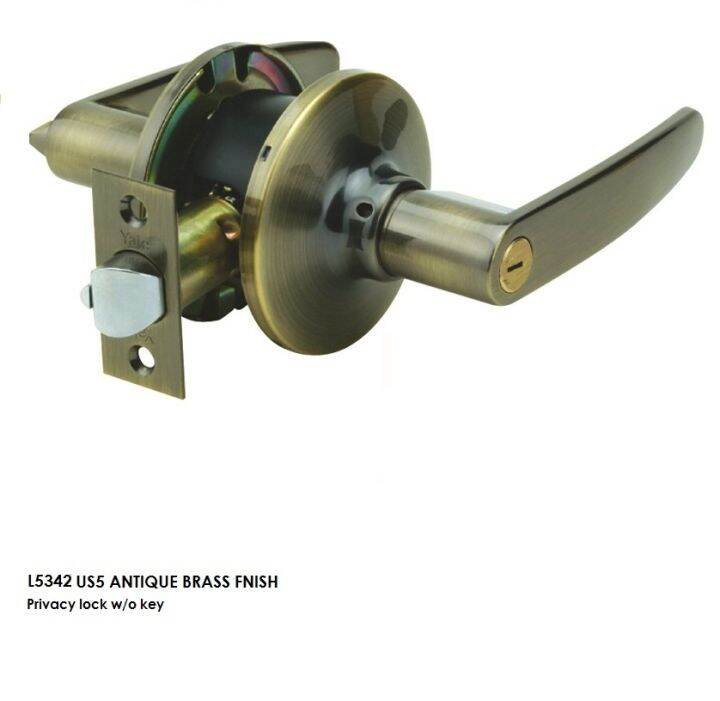 YALE VL5342 US5 TUBULAR BATHROOM LEVERSET KEYLESS LOCK ANTIQUE BRASS
