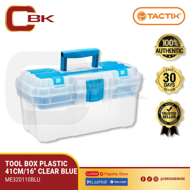 TACTIX TOOL BOX PLASTIC 41CM/16" CLEAR BLUE Lazada PH