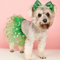 Dog Princess Dress Sparkly Polka Dot Sequin Decor Dog Puppy Mesh Dress Puppy Cosplay Costume Dog Clothes Dresses