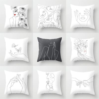 square Portrait cushion pillow covers Black and white printing home pillowcase Pinky Swear pillow sofa cushion cover