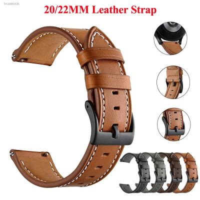 ❄■✉ 20mm 22mm Watch band Quick Release Leather Straps For Samsung Galaxy Watch 3/4/5 Active2 Huawei GT 2 Amazfit 42 46mm WatchBands