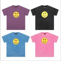 High Street Oversized Shirt Drew House Washed Old Fried Snowflake Smiling Face Short Sleeve T-shirt