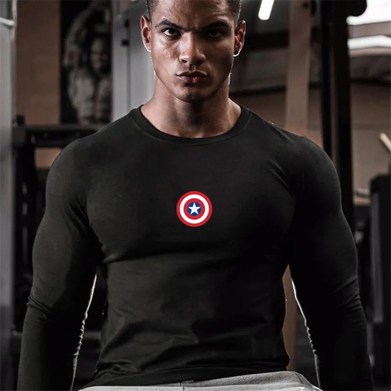 Autumn Brand Gym Clothing Fitness T-shirt Men Compression Skinny