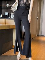 Summer Elegant Long Pants Women Ladies Black Vintage Femme Mujer Slim Trousers Sexy High Waist Slit Flare Pants Street Clothes