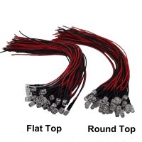 10-100pcs 3mm/5mm Red/Green/Blue/RGB white UV DC12V Flat Top Round Pre-Wired Water Clear LED With Plastic Holder