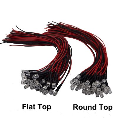 10-100pcs 3mm/5mm Red/Green/Blue/RGB white UV DC12V Flat Top Round Pre-Wired Water Clear LED With Plastic HolderElectrical Circuitry Parts