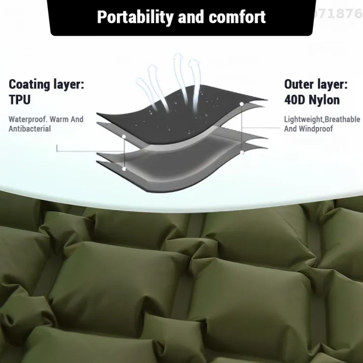 tomshoo-แผ่นนอนแคมปิ้งมีหมอนที่มีเบาะลมเสื่อนอนเป่าลมได้มีน้ำหนักเบา