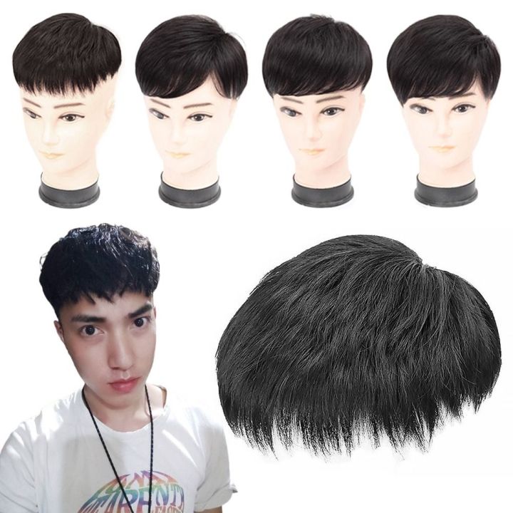 Bộ tóc giả nam Hàn Quốc nguyên đầu , tóc giả nam cao cấp làm bằng tơ mềm  mượt như tóc thật (màu trắng) + tặng kèm lưới | Lazada.vn