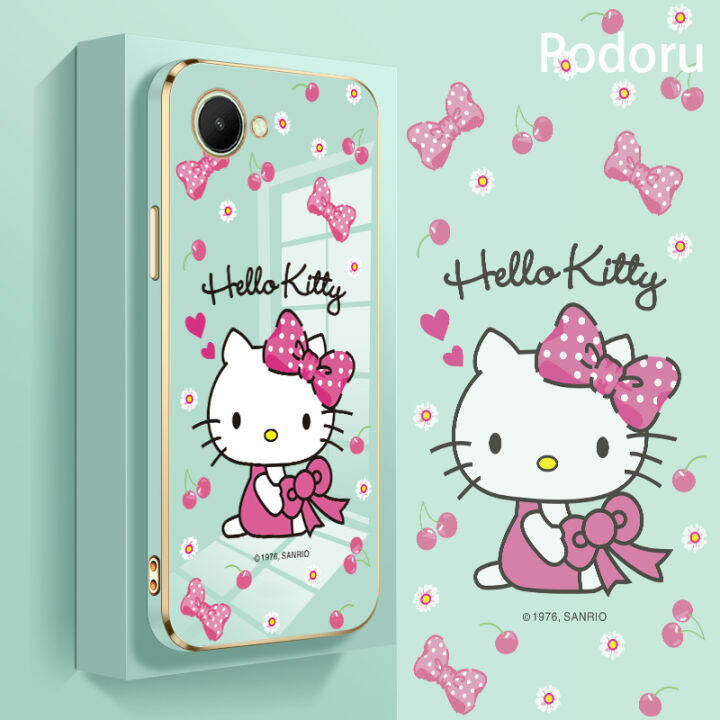 เคส-oppo-realme-c30-narzo-50i-prime-เรียบง่ายสุดหรูชุบทองเคสโทรศัพท์-hello-kitty-tpu-แบบนิ่ม