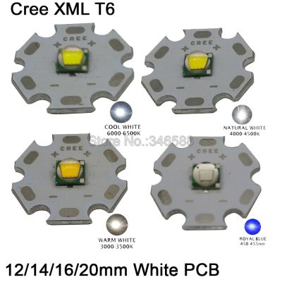 5x CREE XML XM-L T6พลังงานสูง LED E Mitter เย็นสีขาว6500พันเป็นกลางสีขาว4500พันอบอุ่นสีขาว3000พันบน16มิลลิเมตร20มิลลิเมตรสีขาวอลูมิเนียม PCB