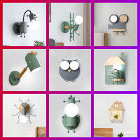 LED Wall Lamp American Industrial Style Iron Lights Creative Metal Cartoon Robot Sconce For Kids Children Room Bedroom