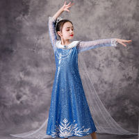 ? Popular Clothing Theme Store~ Princess Elsa Sequined Cloak Skirt Childrens Day Stage Costume Fairy Tale Princess Skirt Halloween Costume