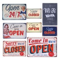 Bar Store Open Closed Metal Tin Sign Free Wifi Vintage Home Decor Pub Garage Tavern Hotel Decoration Wall Metal Art Poster YN110