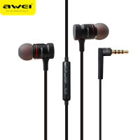 Awei หูฟัง ES-70TY สเตอริโอหูฟังเน้นเสียงเบส In-Ear ขนาด3.5มม. 1.2เมตรสายหูฟังเล่นเกมพร้อมไมโครโฟนหูฟังไฮไฟโลหะ