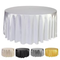 228cm Round Satin Table Cloth Tablecloth Table Cover Overlay For Birthday Wedding Banquet Restaurant Festival Party Supply