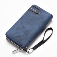 New man wallets pu leather wallet zipper design men money bag removable wristlet purse card holder for male carteira