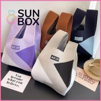 SUN BOX ใช้ซ้ำได้ ถุงช้อปปิ้งถุง การออกแบบเฉพาะ กระเป๋าสะพายไหล่แบบสั้น กระเป๋าโท้ท กระเป๋าถือแบบถัก งานทำมือ กระเป๋าข้อมือปม