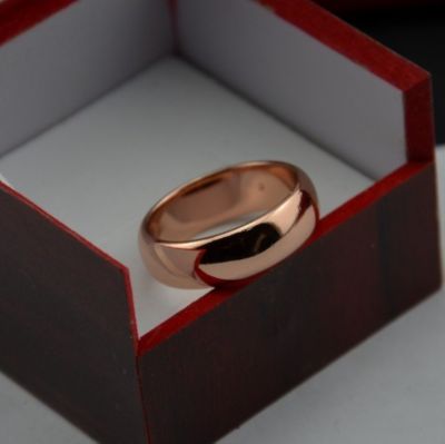 [MM75] ไม่เคยซีดจาง Rose Gold สี6มม. แหวนสำหรับผู้หญิงผู้ชายงานแต่งงาน Lovers Alliance Fine Jewelry