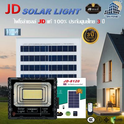 JD Solar light ไฟโซล่าเซลล์ 120w โคมไฟโซล่าเซลล์ ไฟ ledโซล่าเซล รับประกัน3ปี หลอดไฟโซล่าเซลล์ ไฟสนามโซล่าเซลล์ สปอตไลท์โซล่าเซลล์ solar cell ไฟแสงอาทิตย์ JD-8120